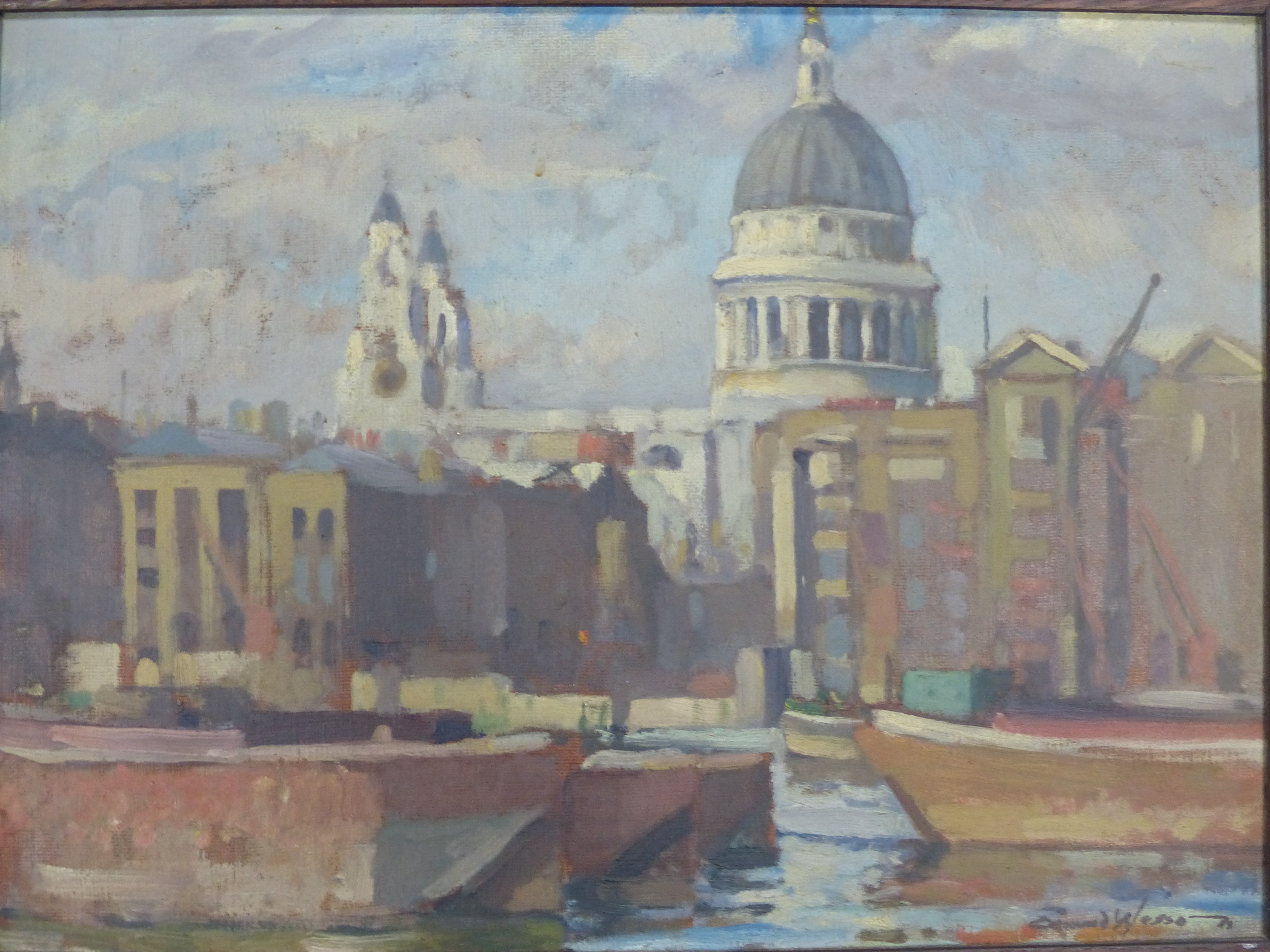 Edward Wesson (1910-1983), oil on board, St Paul's Cathedral, 35 x 26cm